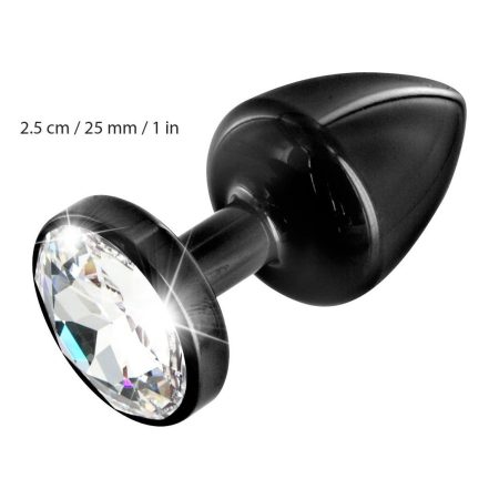 Diogol Anni Black Round Butt Plug avec éléments Swarovski (T1 Taille)