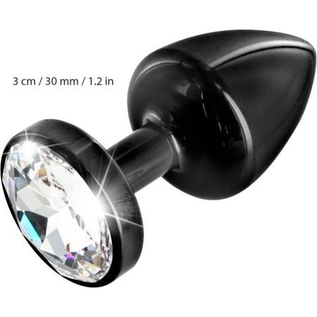 Diogol Anni Black Round Butt Plug avec éléments Swarovski (T2 Size)