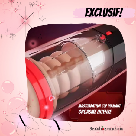 Masturbateur vibrant en forme de cup diamant – Haute qualité, modes de fréquences , rechargeable, 100 % étanche et silencieux