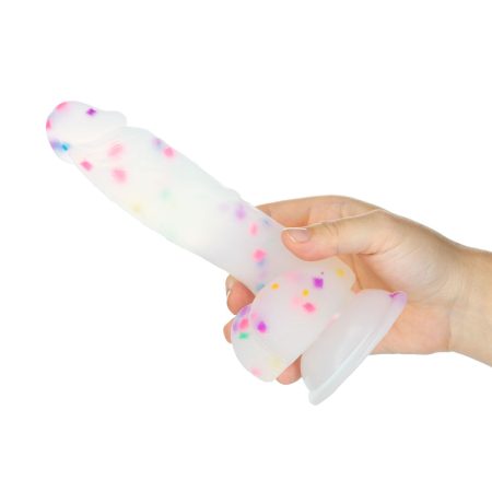 Pure Love® - Party Time Silicone Dildo avec base d'aspiration – 7,5 po – Frosted Confetti