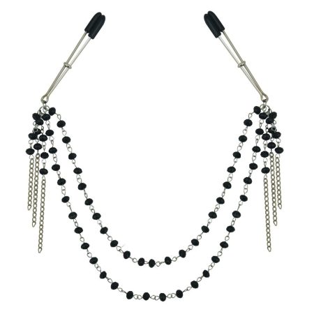 Feuilles de sport Cordialement noir Jewelled Tweezer Nipple clips