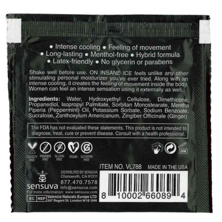 Sensuva – Ultra-stimulation et refroidissement SUR L'INSANE - ICE - Foil 6ml/0,20 fl oz.