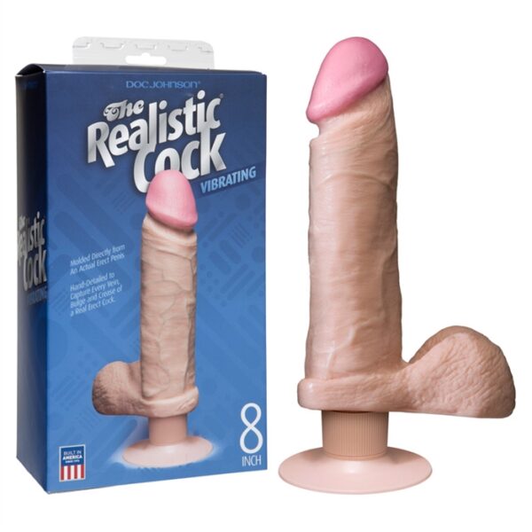 VIBRATING REALISTIC COCK 8" PEAU