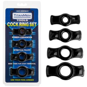 TITANMEN TOOLS COCK RING SET NOIR