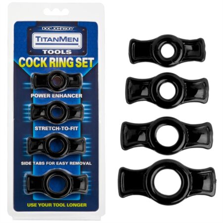 TITANMEN TOOLS COCK RING SET NOIR