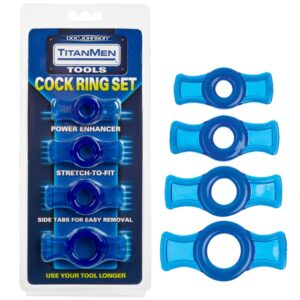 TITANMEN TOOLS COCK RING SET BLEU
