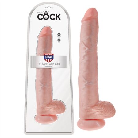 King Cock 14" Cock with Balls - Flesh