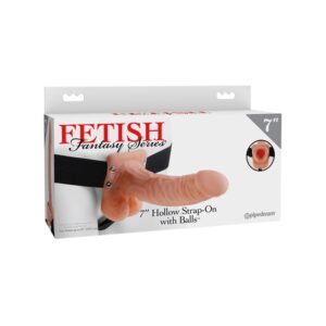 FFS 7" HOLLOW STRAP-ON WITH BALLS - FLESH