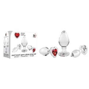Red Heart Gem Glass Plug Set