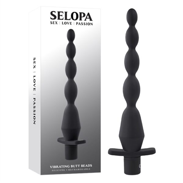 Vibrating Butt Beads - Silicone Rechargeable Black