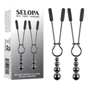 Beaded Nipple Clamps - Black Chrome