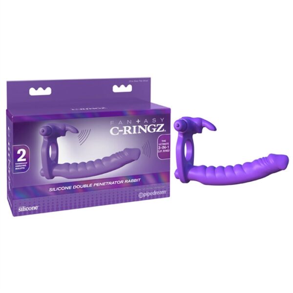 C-RINGZ SILICONE DOUBLE PENETRATOR RABBIT MAUVE