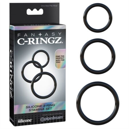 C-RINGZ SILICONE 3-RING STAMINA SET NOIR