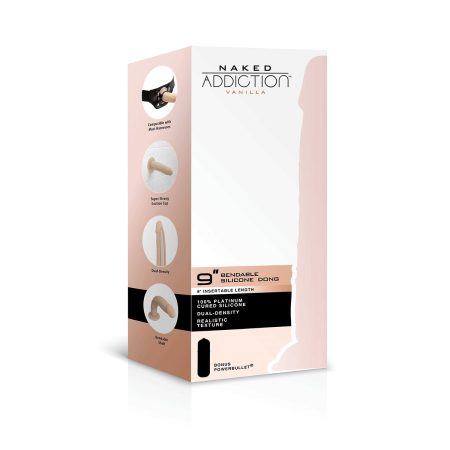 Dépendance nue – 9-- Silicone double densité Dildo bendable - Vanille